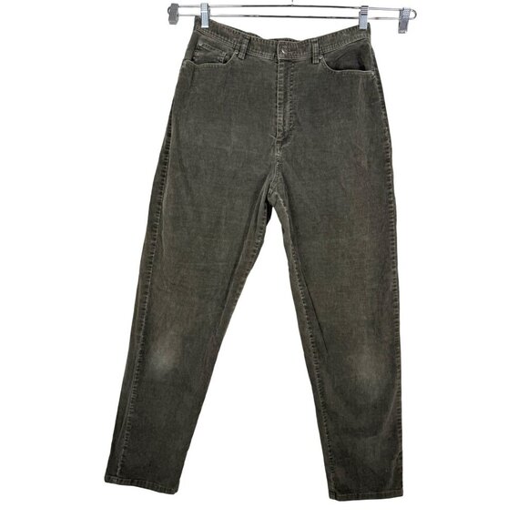 VTG LL Bean Corduroy Pants High-Rise Tapered Leg Regular Fit Black Size 14/MT - Picture 1 of 9